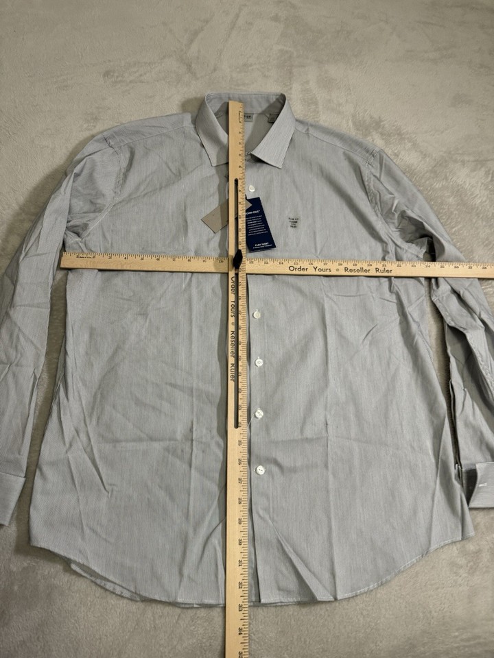 kenneth cole reaction short sleeve shirt Stripe New Slim Fit 17.5 ~34 ...