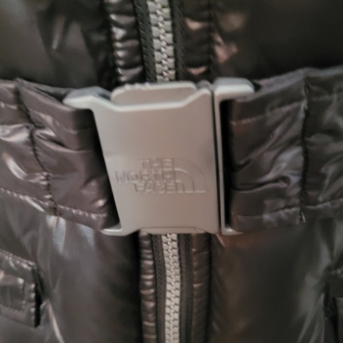 Girls The North Face Puffer Jacket Gray Hood Hoodie Size 14 16 Large 550 Belt - Picture 6 of 12