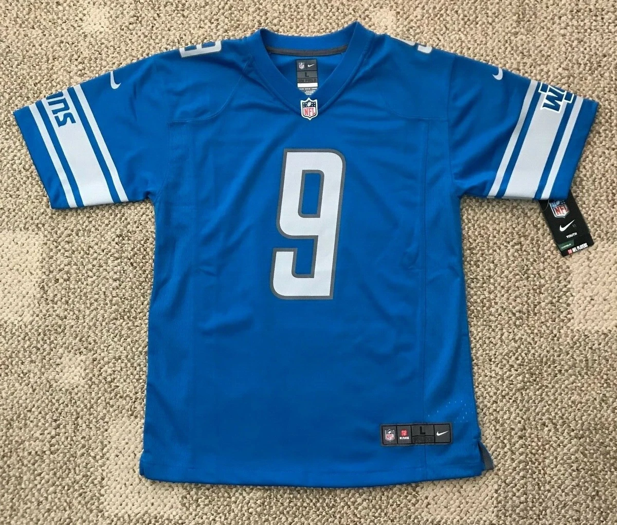 Youth Boys Large 14 16 Nike NFL Football Jersey Detroit Lions 9