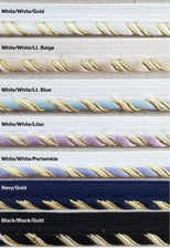 3/8" Metallic Piping with Lip Trim - 18 Yards - Many Colors Available 