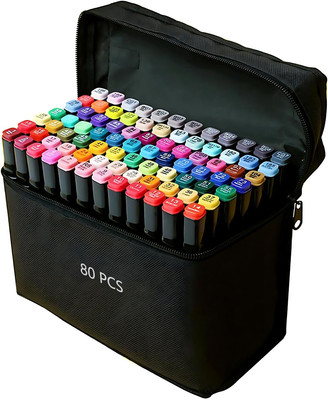 Alcohol Markers 80 Colors with Base Dual Tip Art Drawing Markers for Anime Sk...