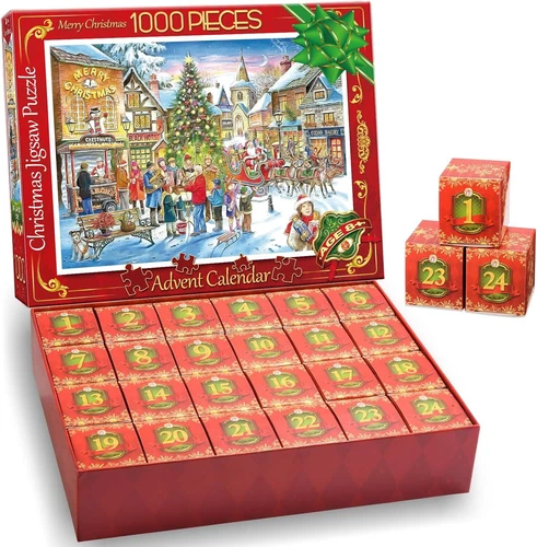 2024 Christmas Advent Calendar Jigsaw Puzzles,24 Days Surprise Multicolor - Picture 2 of 8