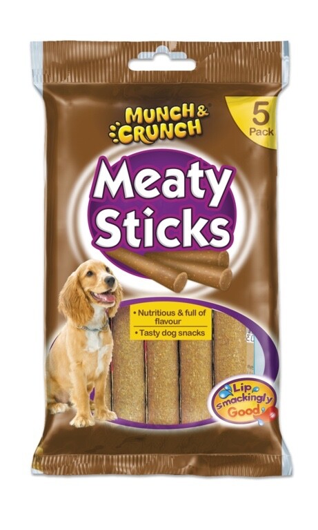 Munch & Crunch Dog Meaty Sticks Healthy Natural Protein Diet Treats - 5 Pack
