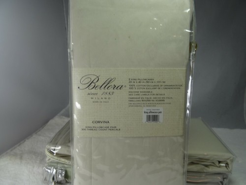 Bellora Corvina Pair (2) King Pillowcases Taupe Black accent 300TC Percale New - Picture 4 of 5