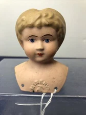 3x2.15x1.5” Antique German Minerva Tin Head Doll Head Painted Blue Eyes #me