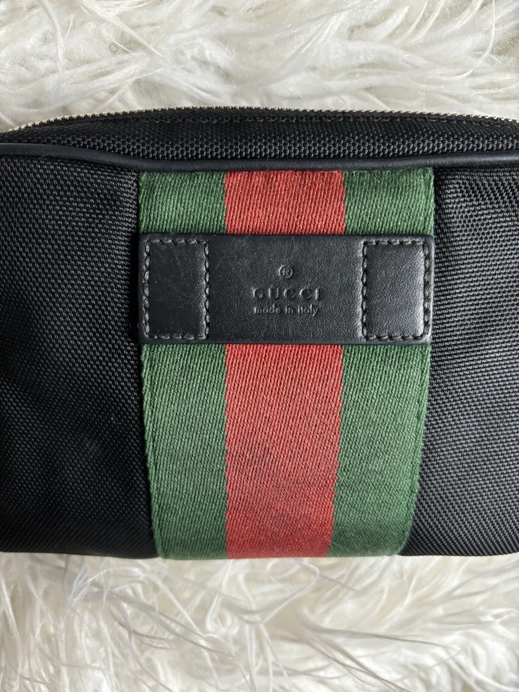 Gucci Black Leather and Canvas Belt Bag