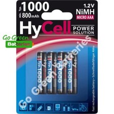 HyCell by Ansmann AAA Type 1000, 800 mAh HR03 Rechargeable Batteries - 4 Pack 1.75 per battery