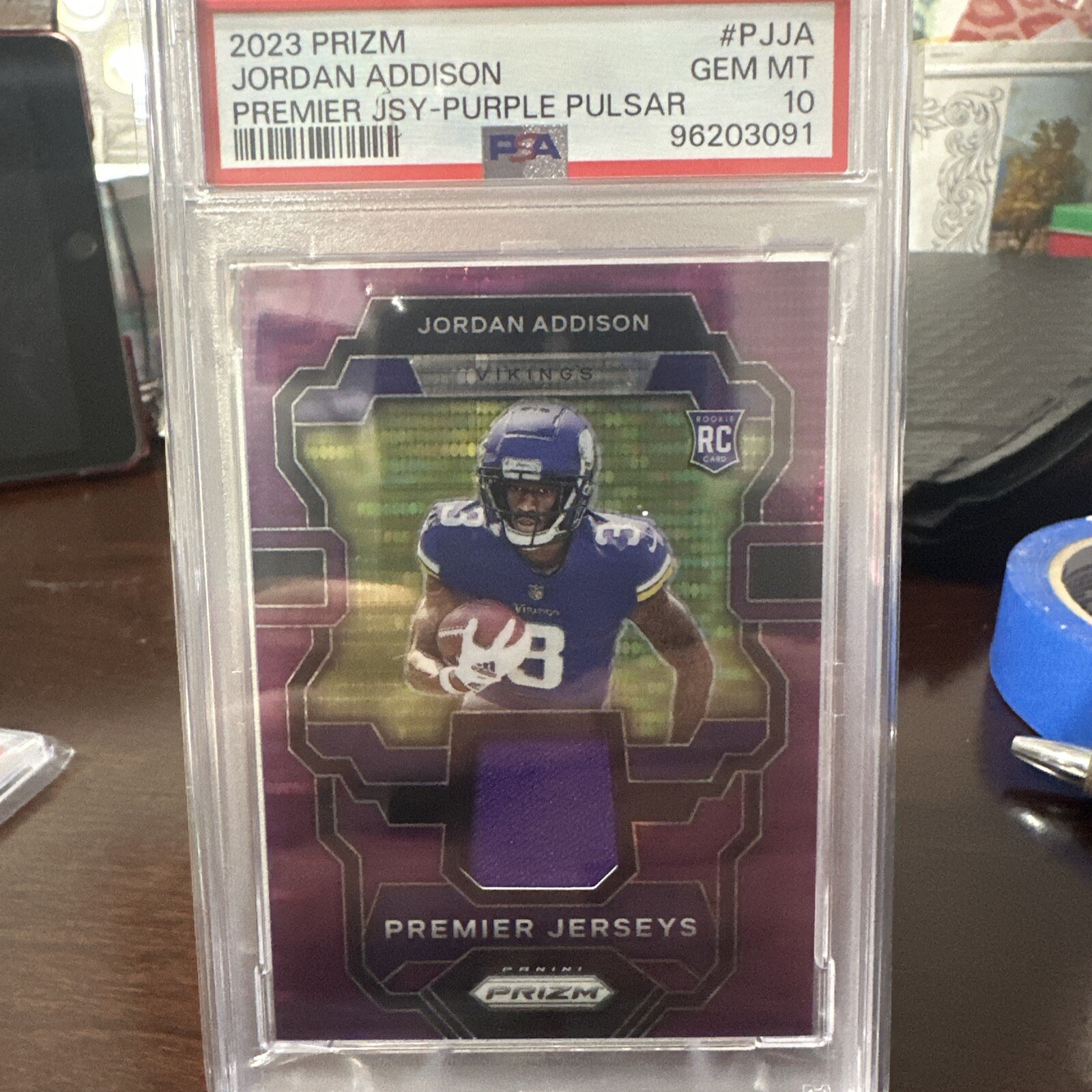 Addison Saley Rice Jordan Addison 2023 Prizm #PJ-JA Premier Jerseys - Purple Pulsar Price ...