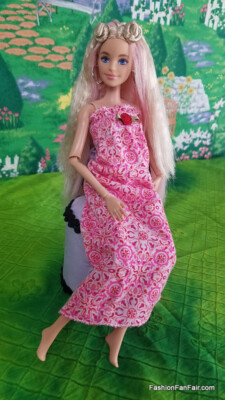 barbie pink floral dress Flower dress for barbie doll The Doll Tailor