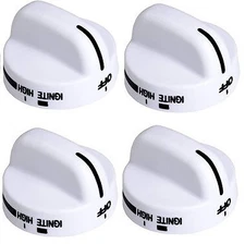 8273104 White Top Burner Knob Compatible with Whirlpool Range ( 4 - Pack )