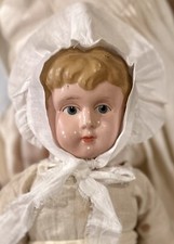C1890 German Minerva Metal Head Doll on Orig Body w/Great Outfit 15  