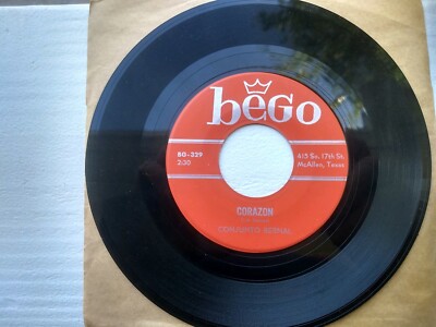 CONJUNTO BERNAL TEX MEX 45 RECORD PALABRAS DEL CIELO CORAZON BEGO MCALLEN TX 