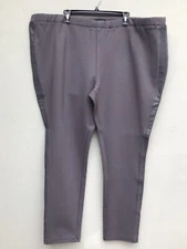 H by HALSTON Leggings 3X Womens Plus Gray Ponte Knit Leather Tuxedo Stripe 28W