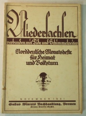 Niedersachsen Monatshefte Heimat & Volkstum 1931 /11 Schimmelreiter & Tide B8703