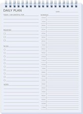 24 Hour Daily Planner - To Do List for 6.5 x 9.8 inches, White-Hourly-R
