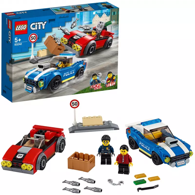 Lego City - Arresto su Strada della Polizia, Set con 2 Macchine Giocattolo  e 2 M