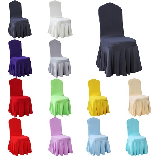 Fundas elásticas para silla de comedor falda larga funda para fiesta boda cena banquete - Imagen 13 de 26