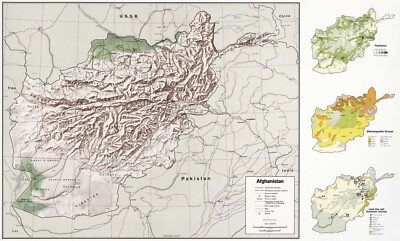 1971 CIA Map of Afghanistan Population Languages Land Use Economy Wall Poster