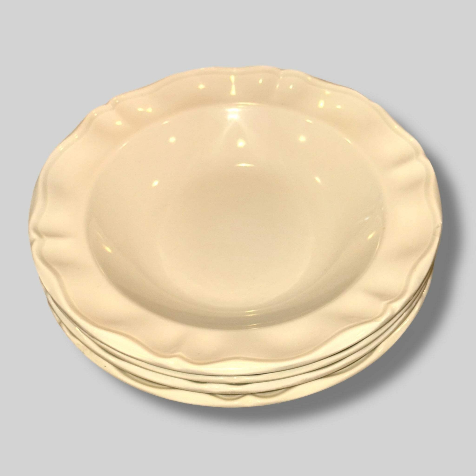 Pottery Barn Scalloped Soup Bowls | 9.25” White Stoneware | Gently Used