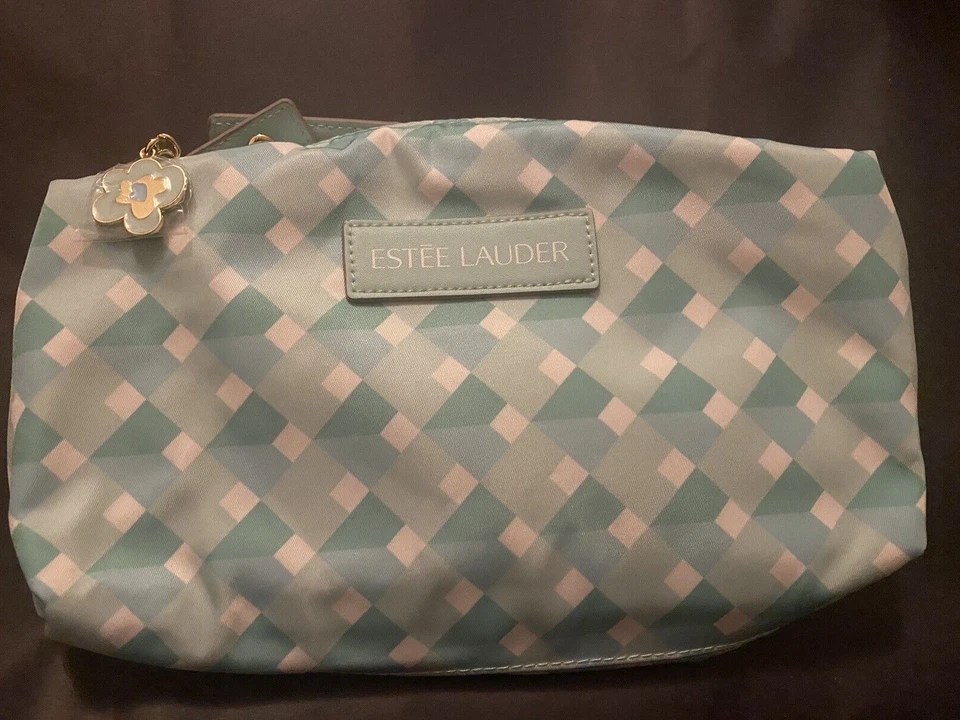 Estuche de Maquillaje Vintage Estee Lauder Artículos de Aseo Belleza Bolso, Mango, Verde, Blanco NUEVO Foto 3 de 4