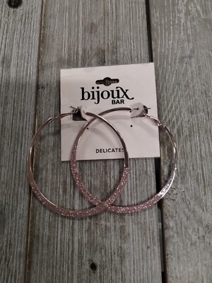 New Bijou Bar Rose Gold Sparkle Hoop Earrings