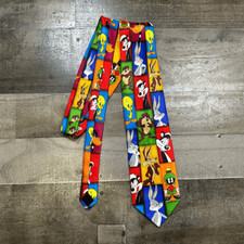 Vintage Looney Tunes Men  s Character Tie Silk Warner Bros Stamp Collection