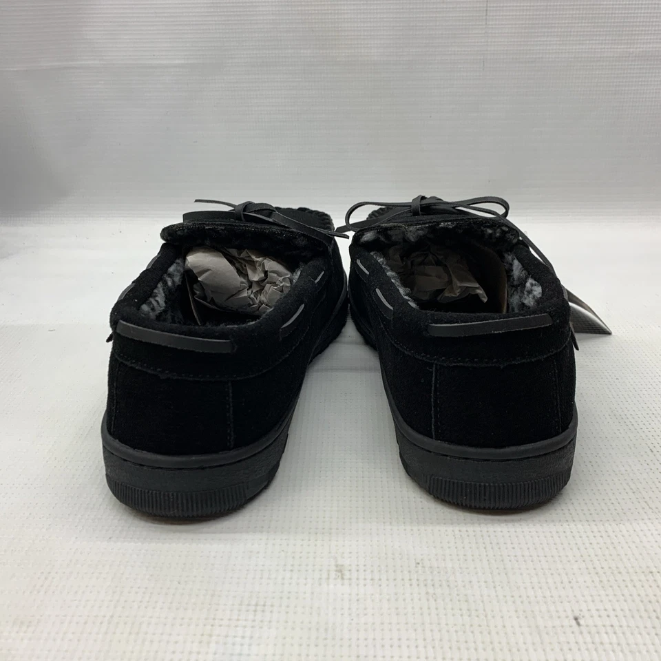 MUK LUKS Paul Printed Berber Suede Moccasin Men's Slipper Black Size 10 Casual Foto 4 de 4