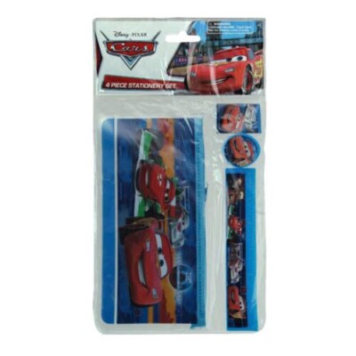 Disney Cars Mcqueen School 4pc Set Pencil Pouch Eraser Ruler Sharpener Study Kit