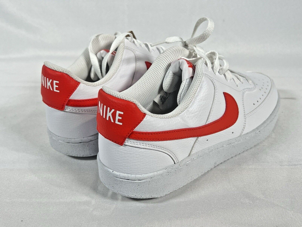 NIKE NEW MENS COURT VISION LOW NN Sz 10.5 WHITE PICANTE