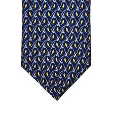 Brooks Brothers Country Club Tie Necktie Blue Yellow Dolphins Silk Made in USA