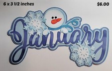 JANUARY SNOW TITLE MONTH scrapbook premade paper piecing 3D die cut by Rhonda