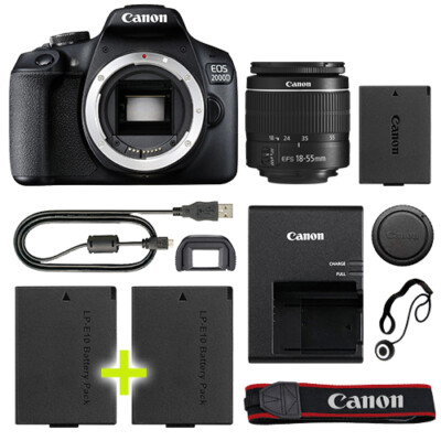 Canon EOS 2000D T7 Digital SLR Camera with 18-55mm Lens