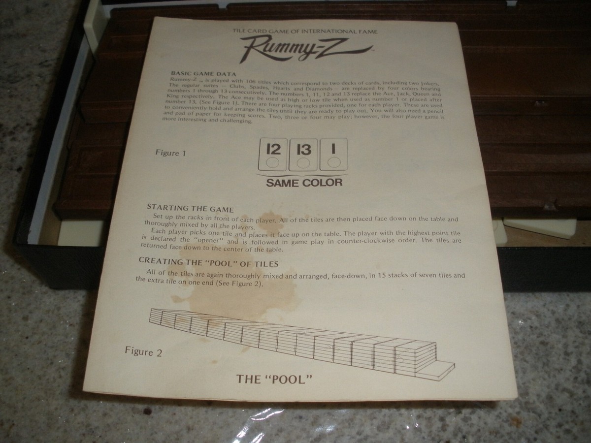 RUMMY-Z TILE CARD GAME OF INTERNATIONAL FAME COMPLETE 1977