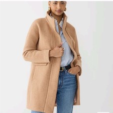 J. Crew Cocoon Coat In Italian Stadium Cloth Full Zip Sz 8 Petite