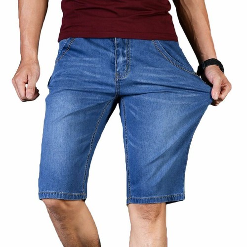 Summer Men Denim Shorts Casual Stretch 