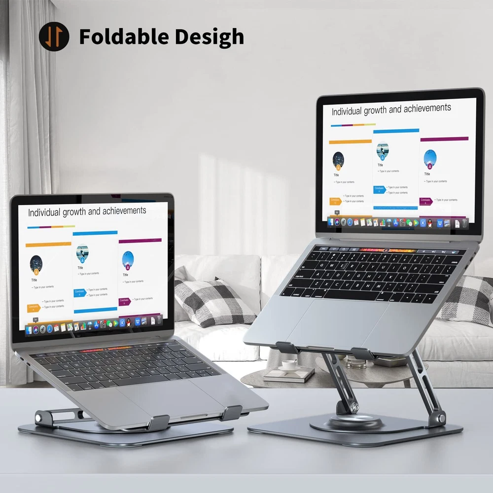 Laptop Stand for Desk Adjustable Computer Stand with 360° Rotating Base Ergon...