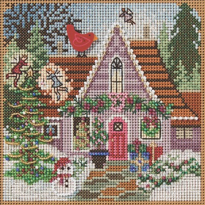Festive Fairy Cottage Cross Stitch Kit Mill Hill 2025 Buttons Beads Winter