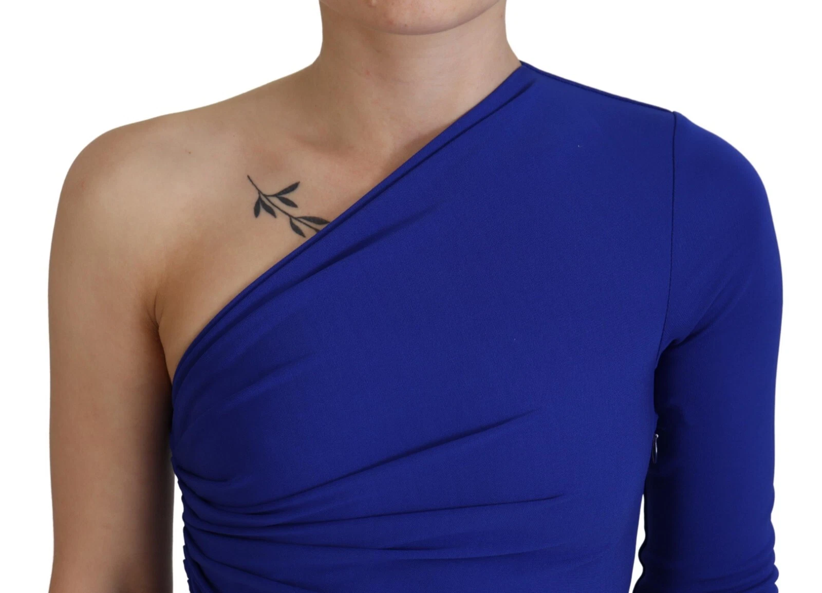 DSQUARED2 Abito Blu Viscosa Bodycon Una Spalla Arrugginito Mini IT38 US4 XS 900usd