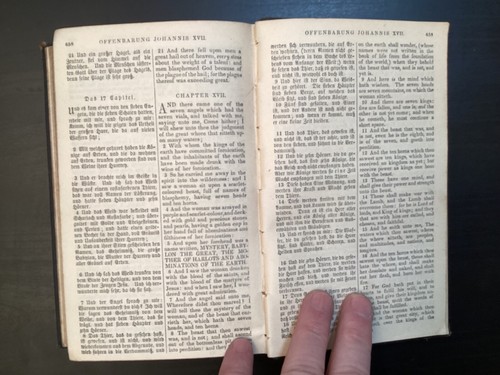 Antique 1891 New Testament in ENGLISH & GERMAN New York American Bible Society - Picture 19 of 23