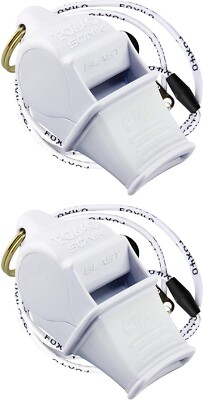Fox 40 Sonik Blast CMG WHITE Whistle W/Lanyard 2PK ~ Official Coach Safety Alert