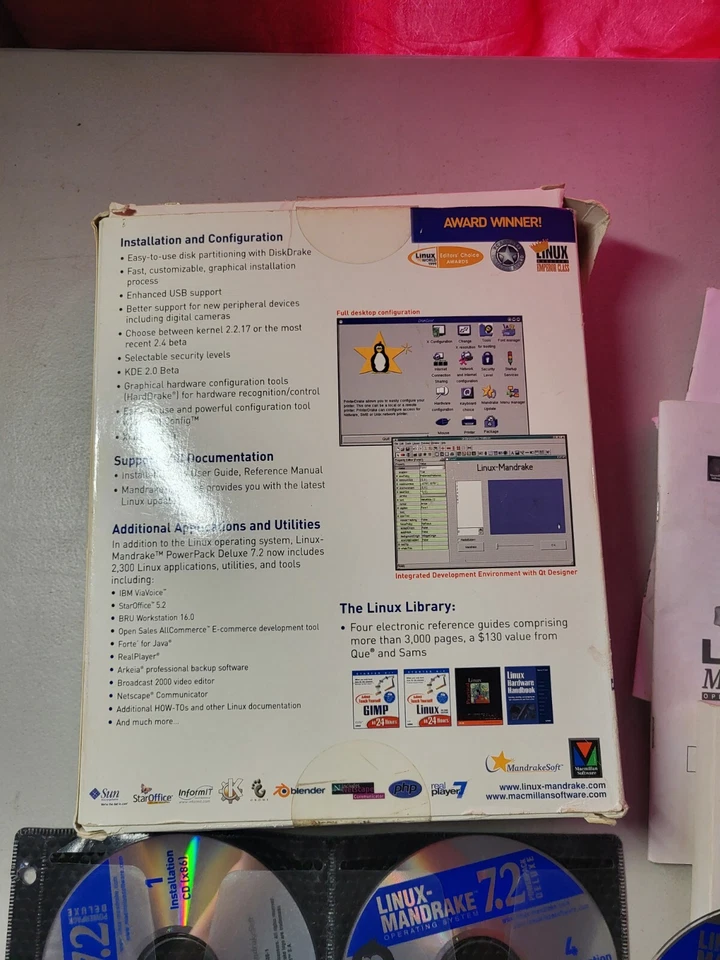 Linux Mandrake 7.2 Deluxe 2001 Operating System Software Big Box 7 CD'S Manuals - Image 4 of 4