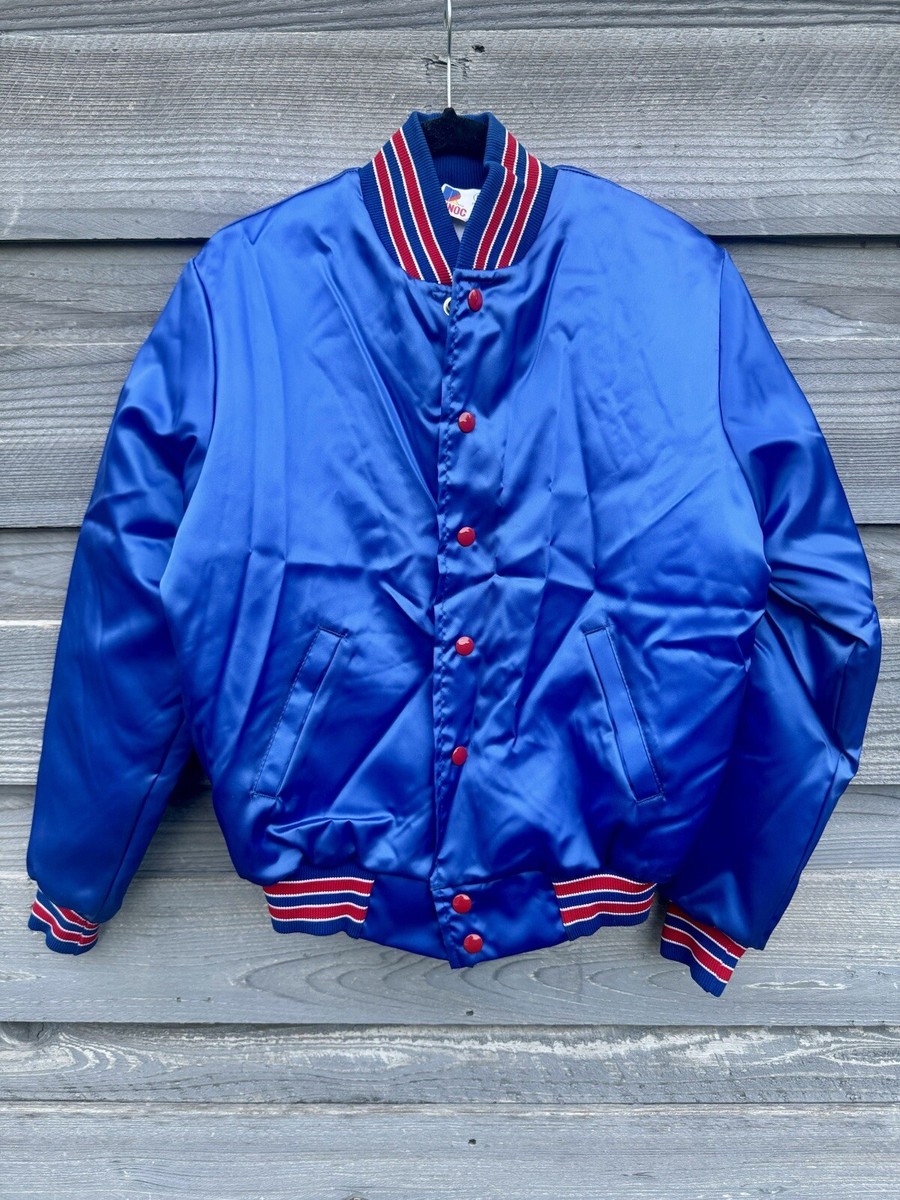 VTG 80s/90s Rennoc Varsity Satin Blue Quilted Lined Bomber VTG 80s/90s Rennoc Varsity Satin Blue Quilted Lined Bomber