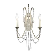 Crystorama Arcadia 2 Light Wall Mount, Antique Silver - ARC-1902-SA-CL-MWP