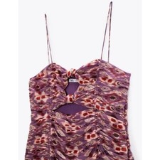 NWT ZARA PRINTED DRESS WITH DRAPING DOUBLE KNOT DETAILING SMALL BLOGGERS FAV S