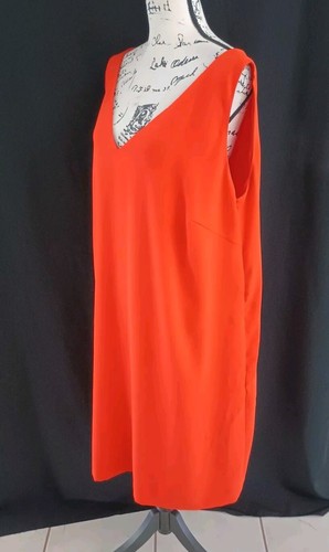 Vestido recto Lauren Ralph Lauren para mujer Viena naranja crepé sin mangas 20W - Imagen 6 de 14