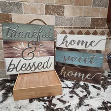 Home Sweet Home and Thankful & Blessed Wood Sign 