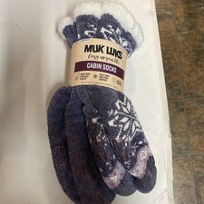 Muk Luks Women's Fuzzy Chenille Plush Lined Cabin Socks 2-Pack Size S/M-New
