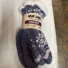 Muk Luks Women's Fuzzy Chenille Plush Lined Cabin Socks 2-Pack Size S/M-New