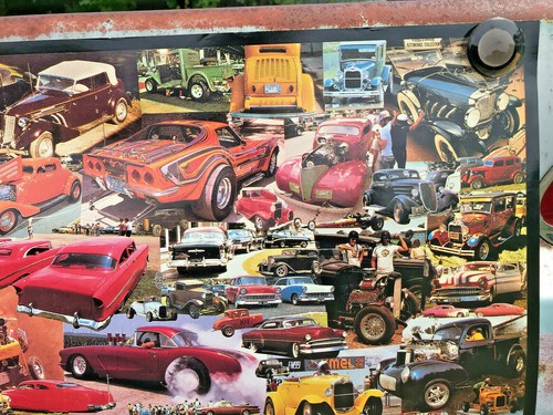 VINTAGE RETRO HOT ROD COLLAGE POSTER KUSTOM CLASSIC CAR MANCAVE STREET 1980s - Picture 3 of 5