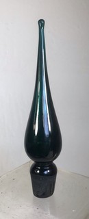 VINTAGE BLENKO GLASS STOPPER FOR A DECANTER GREEN TEARDROP NILE ? 6.75"